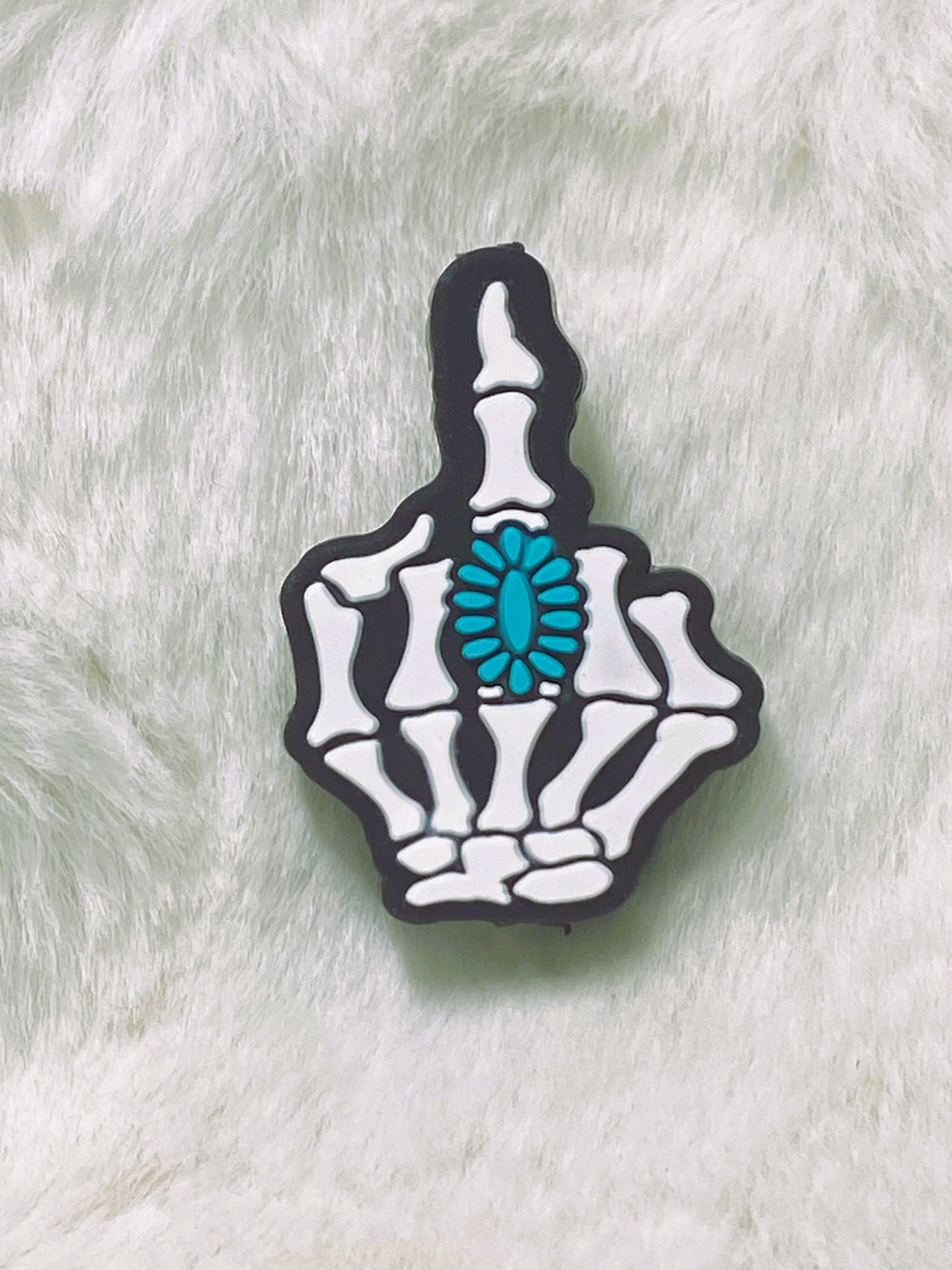 Skull flip off hand with ring